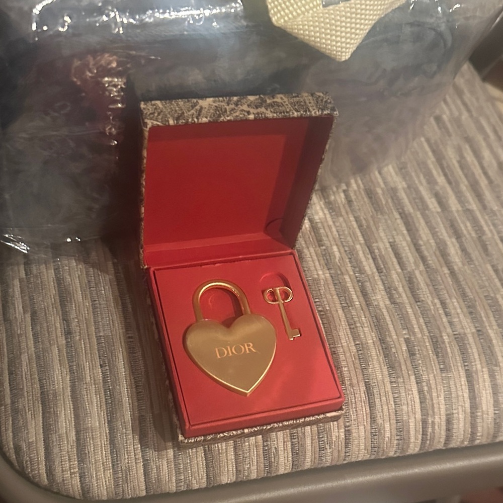 Dior Gold Heart Padlock with Key